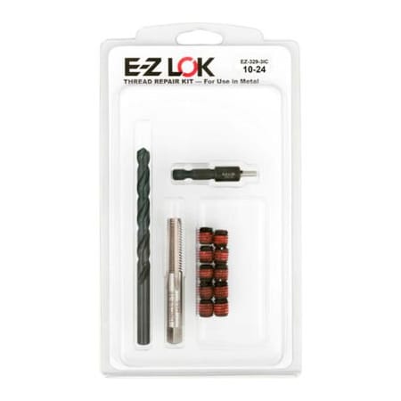 E-Z Lok Screw-Locking Thread Repair Kit, Self Locking Thread Inserts, #10-24-3/8"-16, Steel EZ-329-3IC